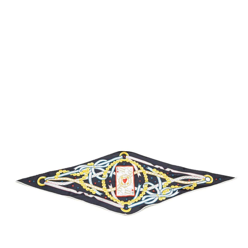 Hermès Dame De Coeur Nano Losange Silk Scarf Black Silk Very good condition - Front View
