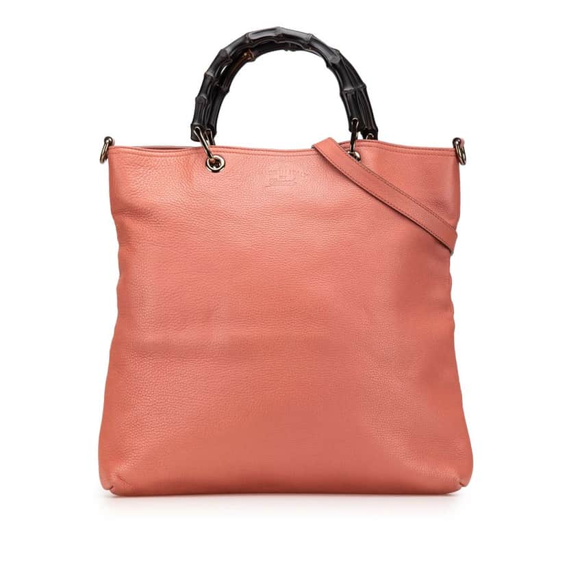 Gucci Leather Bamboo Satchel Pink Leather Good condition - Front View