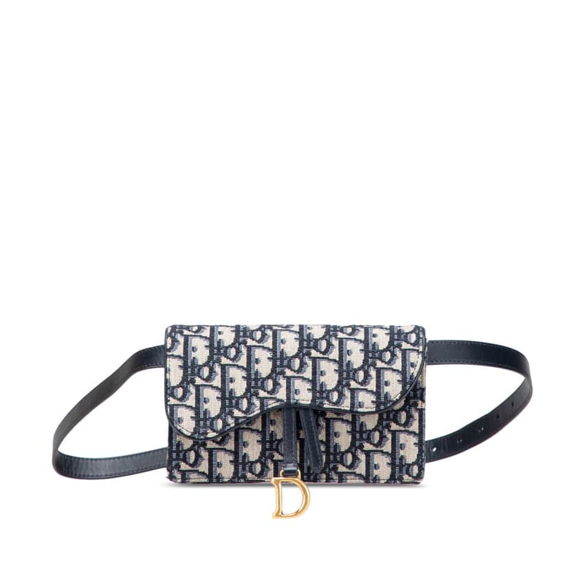 Dior Oblique Canvas Saddle Belt Bag Blue Canvas Good condition - Front View