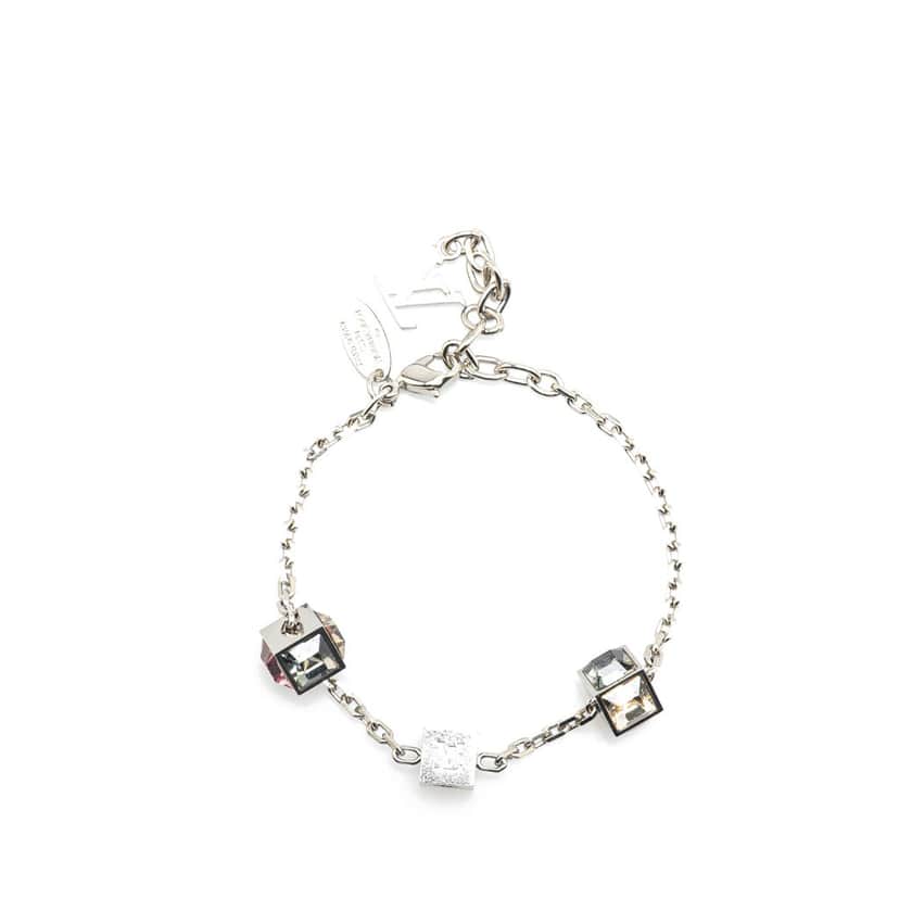 Louis Vuitton Silver Plated Crystal Gamble Station Bracelet Silver Silver Good condition - Front View