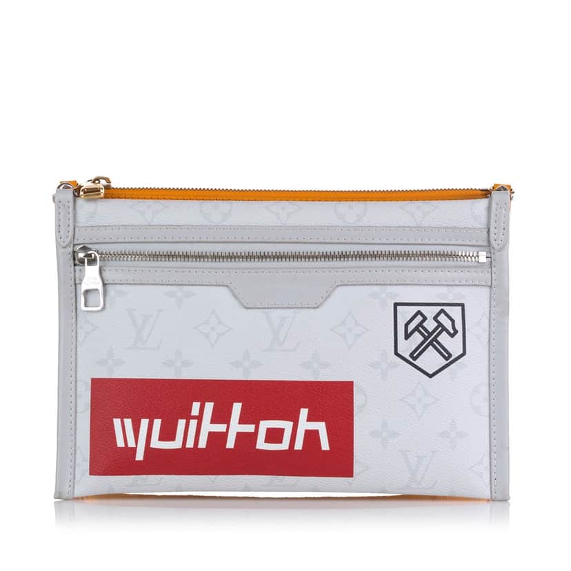 Louis Vuitton Monogram Antartica Double Flat Messenger Grey Canvas Good condition - Front View