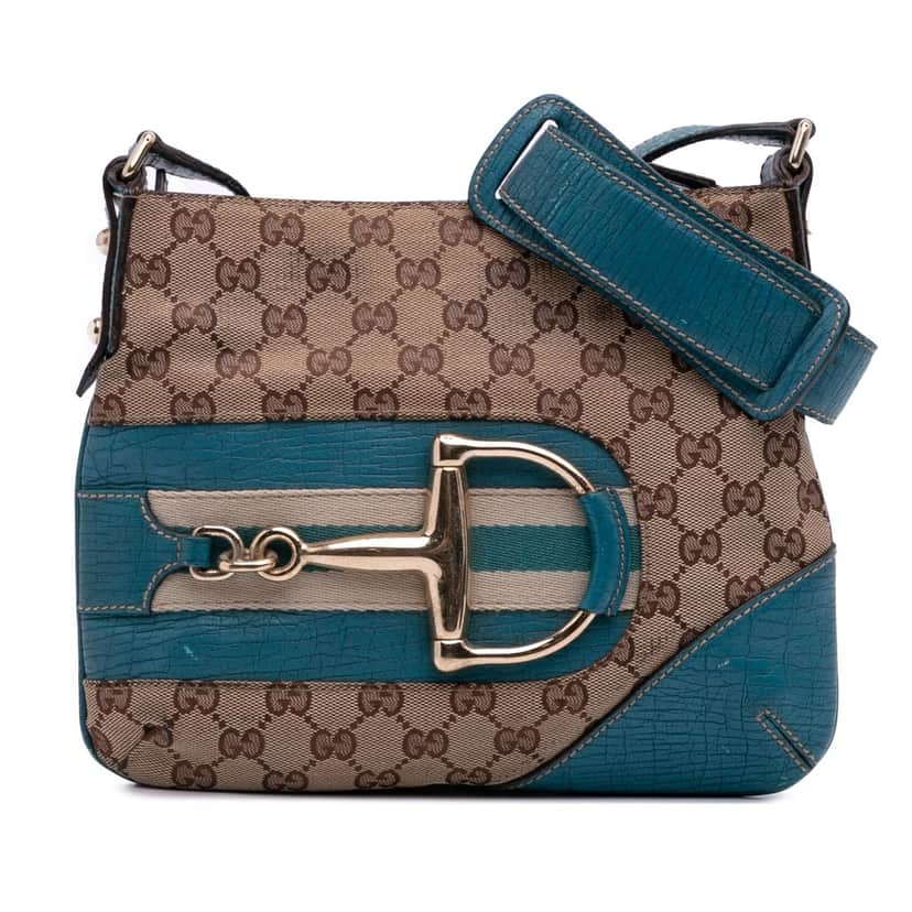 Gucci GG Canvas Hasler Web Crossbody Brown Canvas Fair condition - Front View