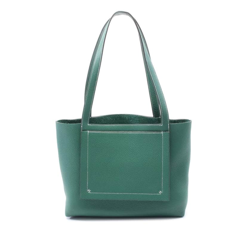 Hermès Clemence Cabasellier 31 Green Leather Good condition - Front View