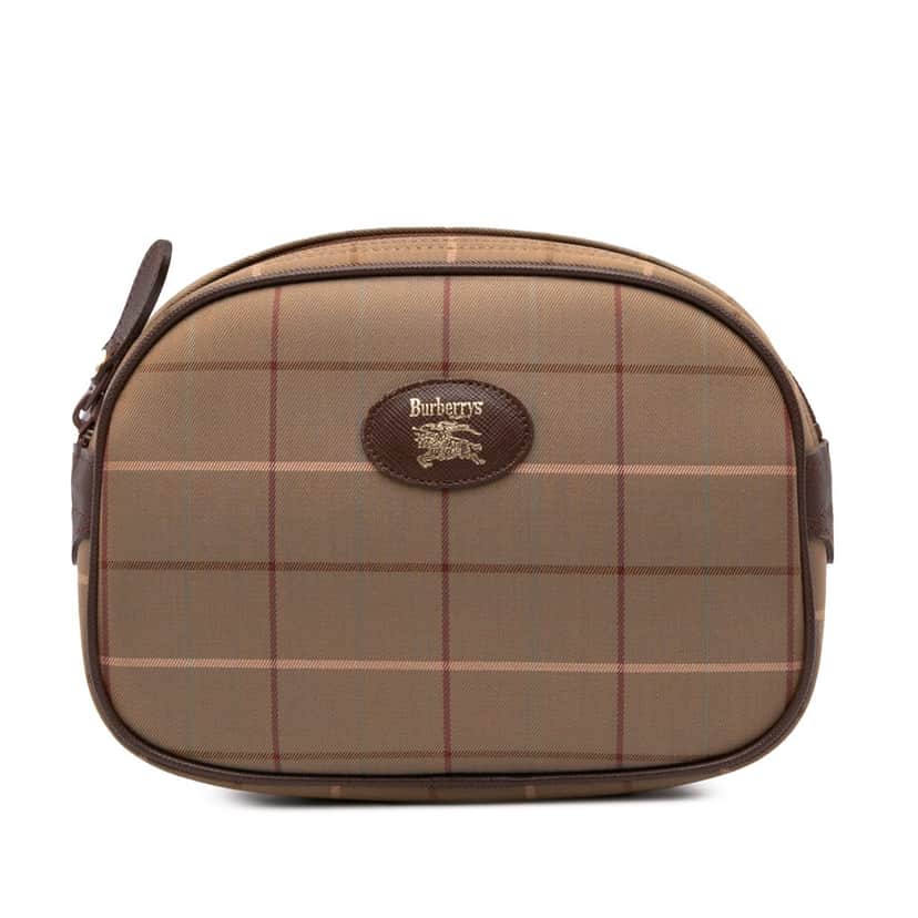 Burberry Vintage Check Canvas Clutch Brown Canvas Good condition - Front View