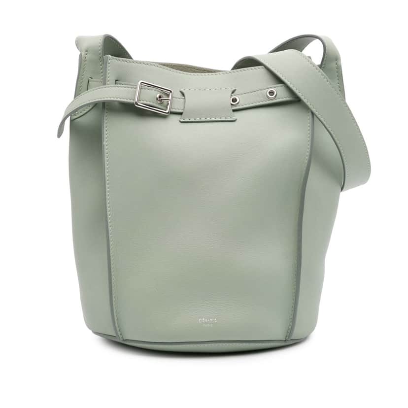 Celine Leather Big Bag Bucket Crossbody Green Leather Good condition - Front View