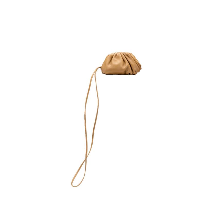 Bottega Veneta Lambskin The Pouch Coin Purse Brown Leather Good condition - Front View