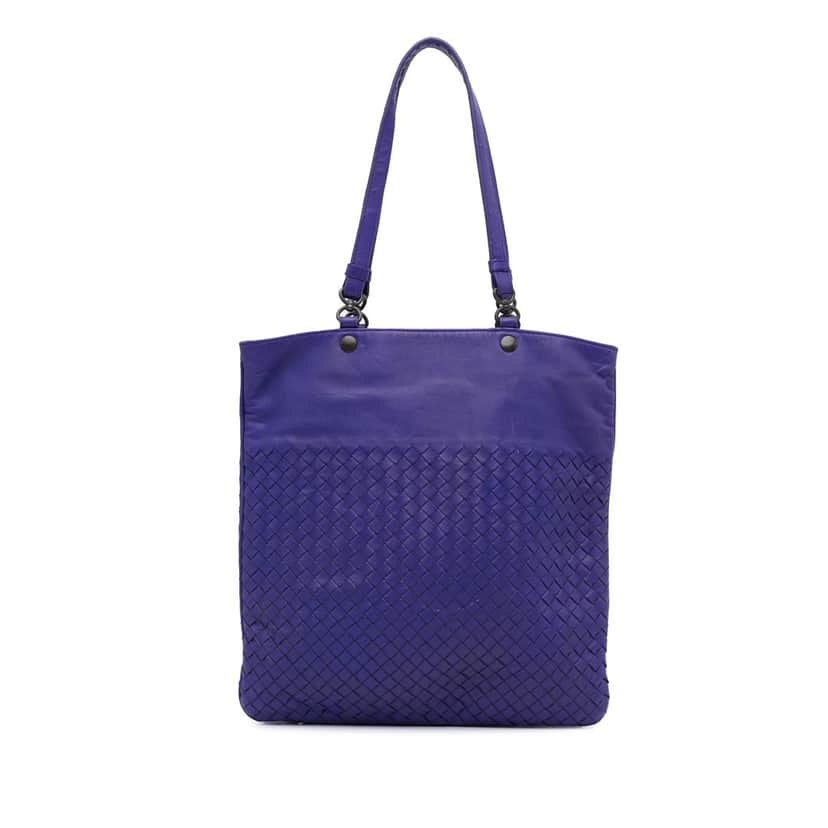 Bottega Veneta Intrecciato Tote Purple Leather Good condition - Front View