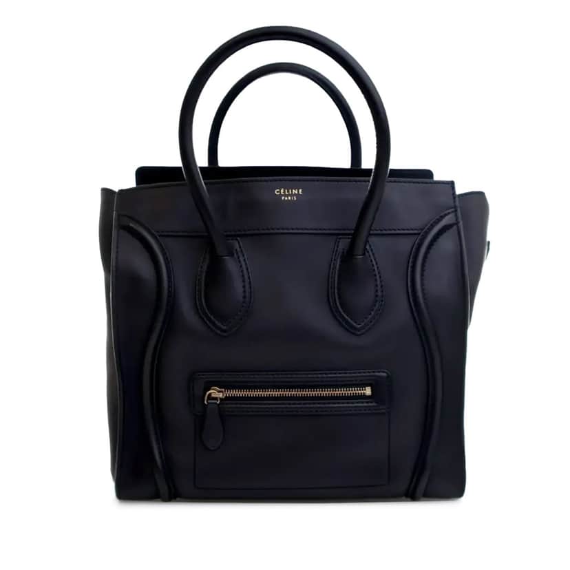 Celine Mini Calfskin Luggage Tote Black Leather Good condition - Front View