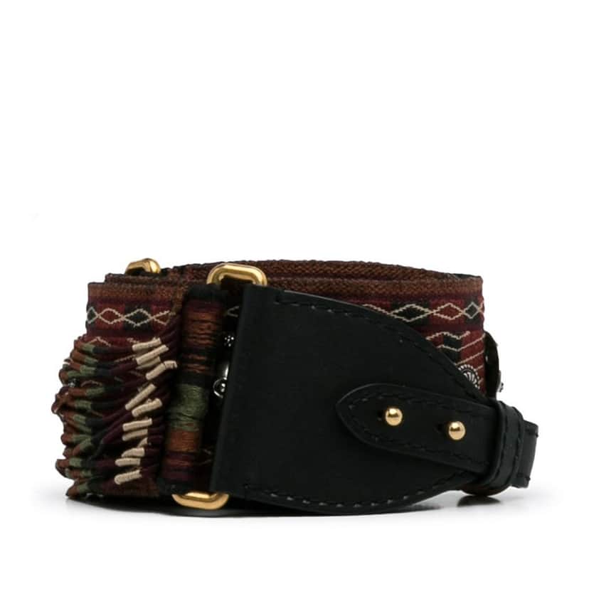 Dior Embroidered Canvas Bohemian Fringe Strap Brown Canvas Very good condition - Front View