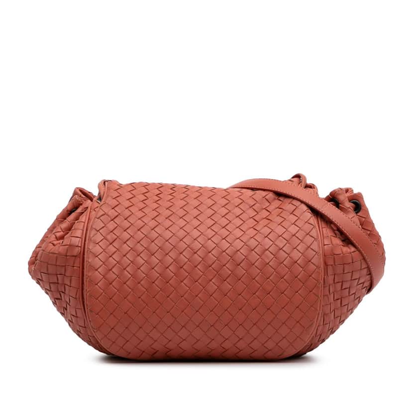 Bottega Veneta Nappa Intrecciato Flap Crossbody Red Leather Good condition - Front View