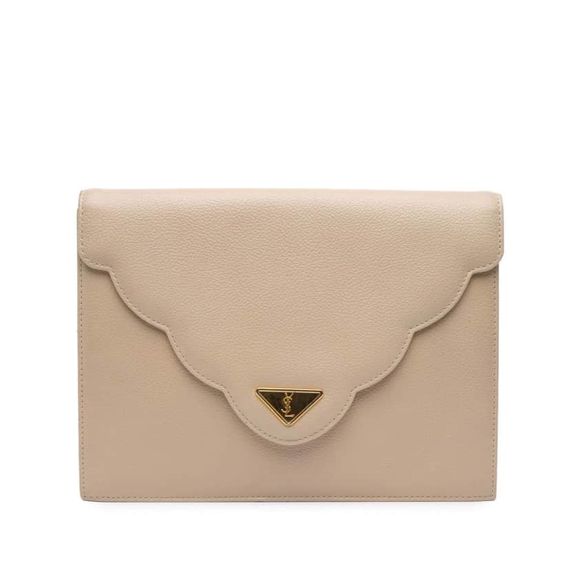 Yves Saint Laurent Leather Clutch Brown Leather Good condition - Front View
