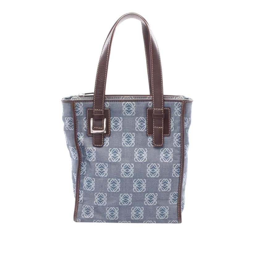 Loewe Anagram Denim Tote Blue Denim Good condition - Front View