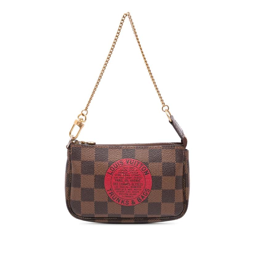 Louis Vuitton Damier Ebene Trunks and Bags Mini Pochette Accessoires Brown Canvas Good condition - Front View
