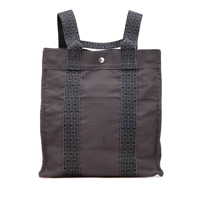 Hermès Canvas Herline Backpack MM Grey Canvas Good condition - Front View