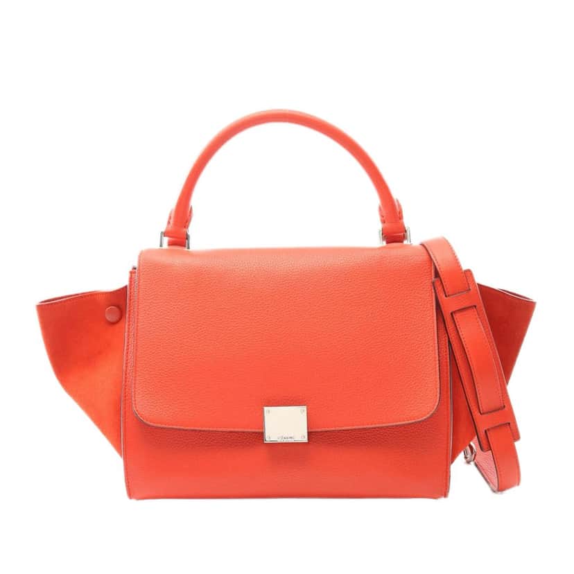 Celine Small Leather Trapeze Satchel Red Leather Good condition - Front View