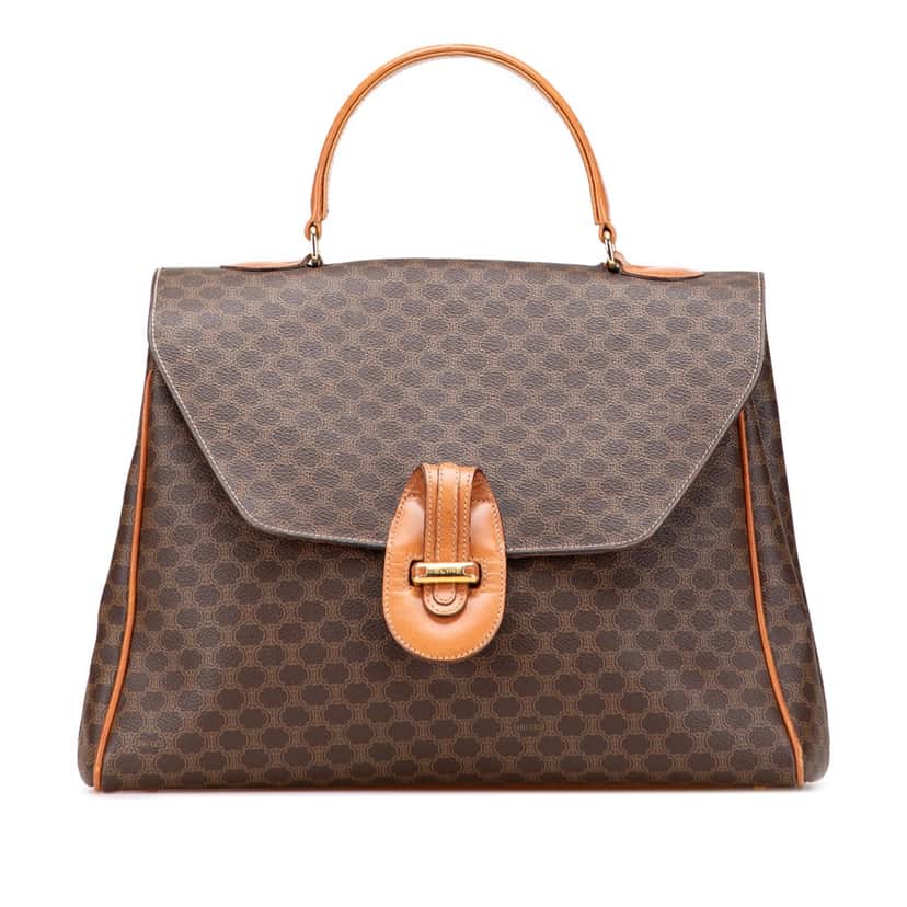 Celine Macadam Coated Canvas Top Handle Bag Brown Canvas Good condition - Front View