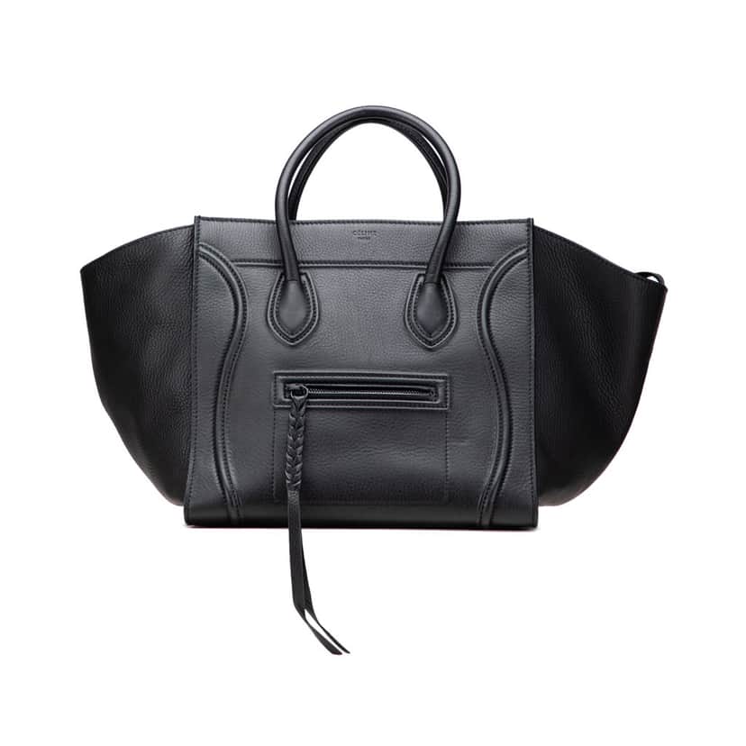 Celine Medium Grained Calfskin Phantom Luggage Tote Black Leather Good condition - Front View
