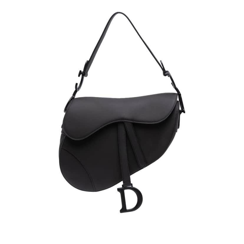 Dior Ultra Matte Calfskin Saddle Bag Black Leather Good condition - Front View