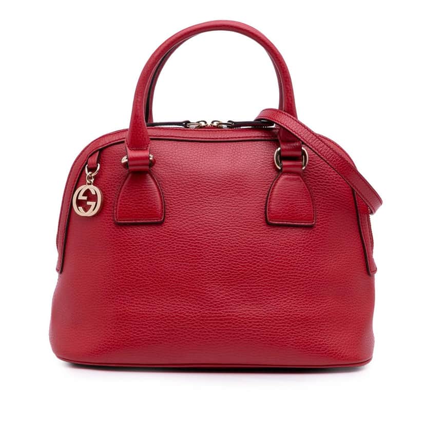 Gucci Small Dollar Calfskin GG Charm Dome Satchel Red Leather Good condition - Front View