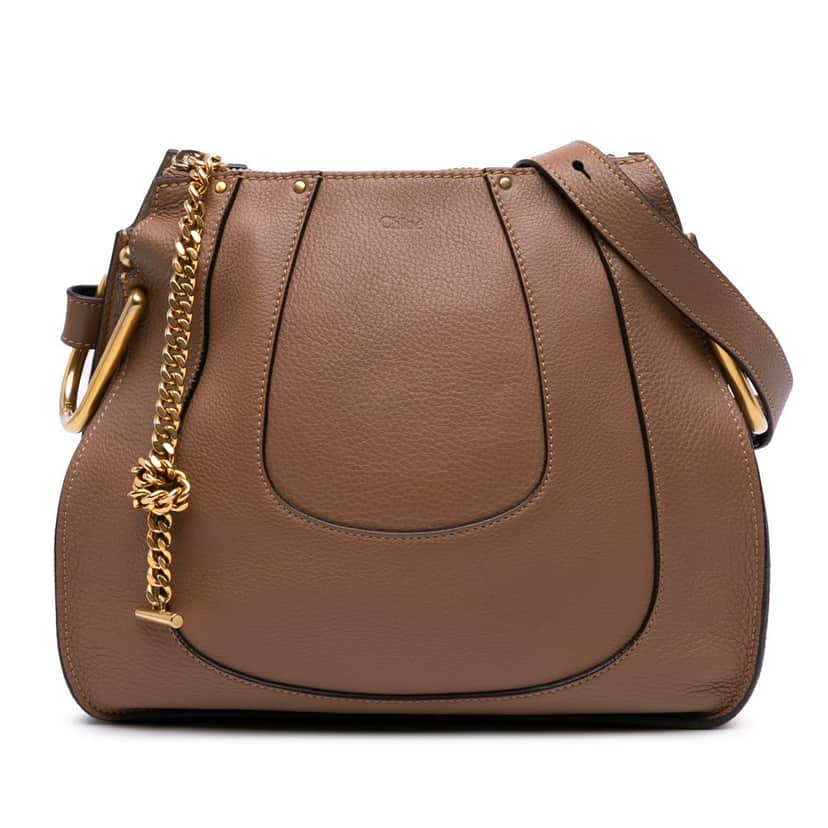 Chloé Small Grained Calfskin Hayley Hobo Brown Leather Good condition - Front View