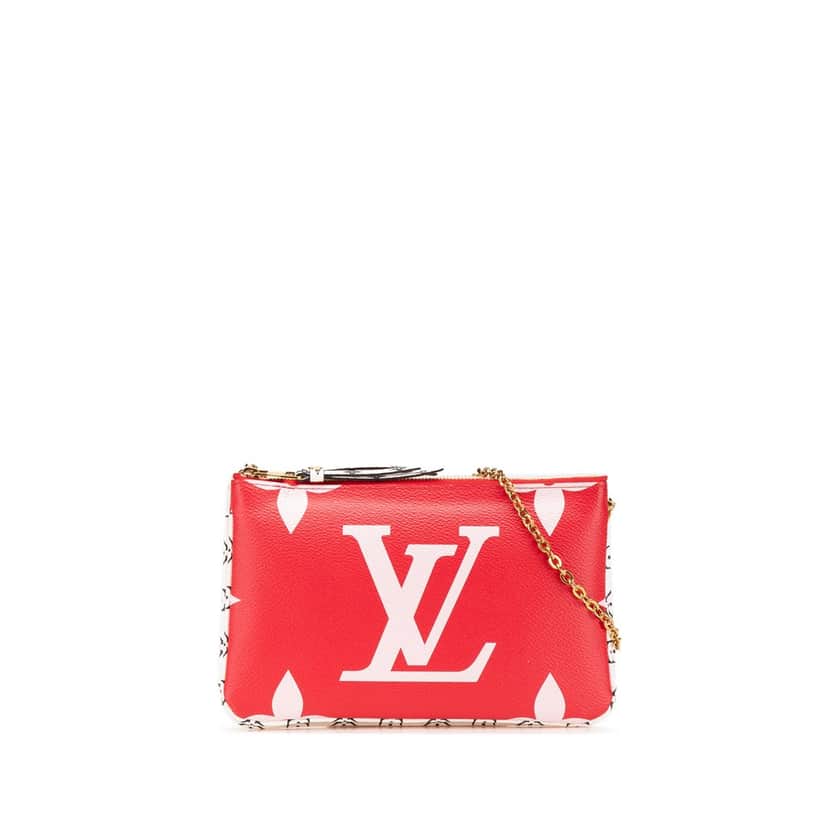 Louis Vuitton Limited Edition Monogram Giant Double Zip Pochette Red Canvas Good condition - Front View