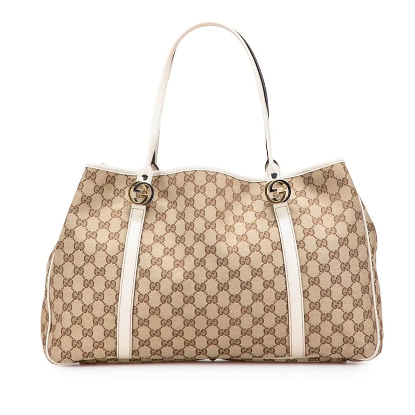 Gucci Large GG Canvas Twins Tote Brown Canvas Good condition - Front View