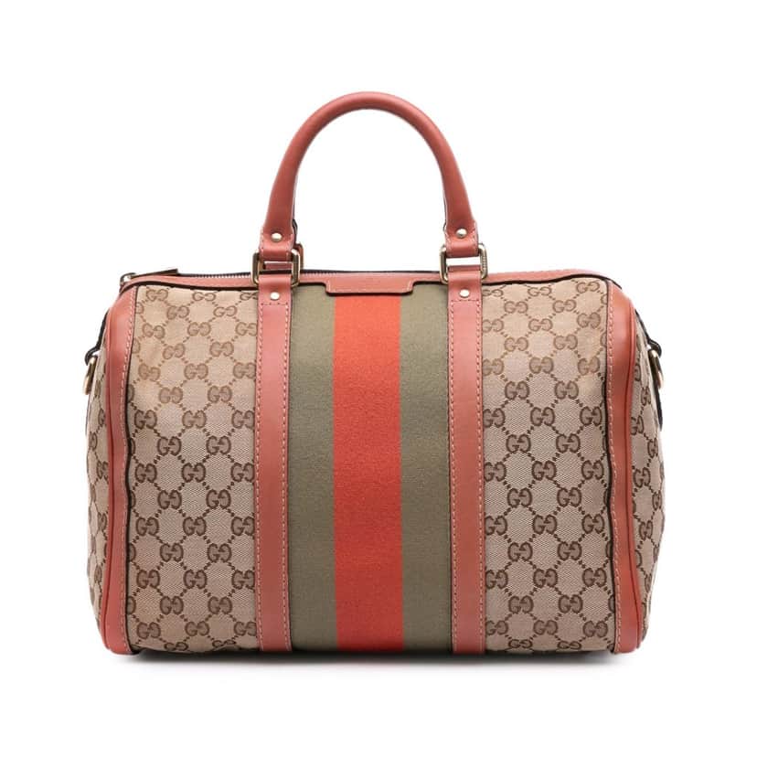 Gucci GG Canvas Web Joy Boston Bag Brown Canvas Good condition - Front View