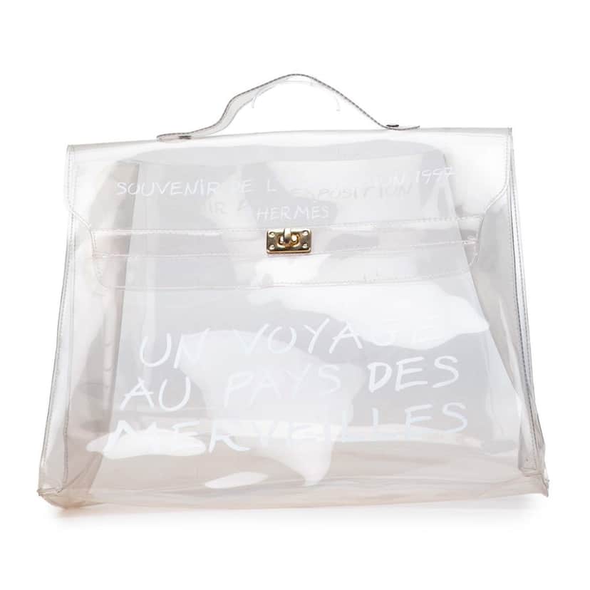 Hermès Vinyl Souvenir De L Exposition Kelly Handbag White Good condition - Front View