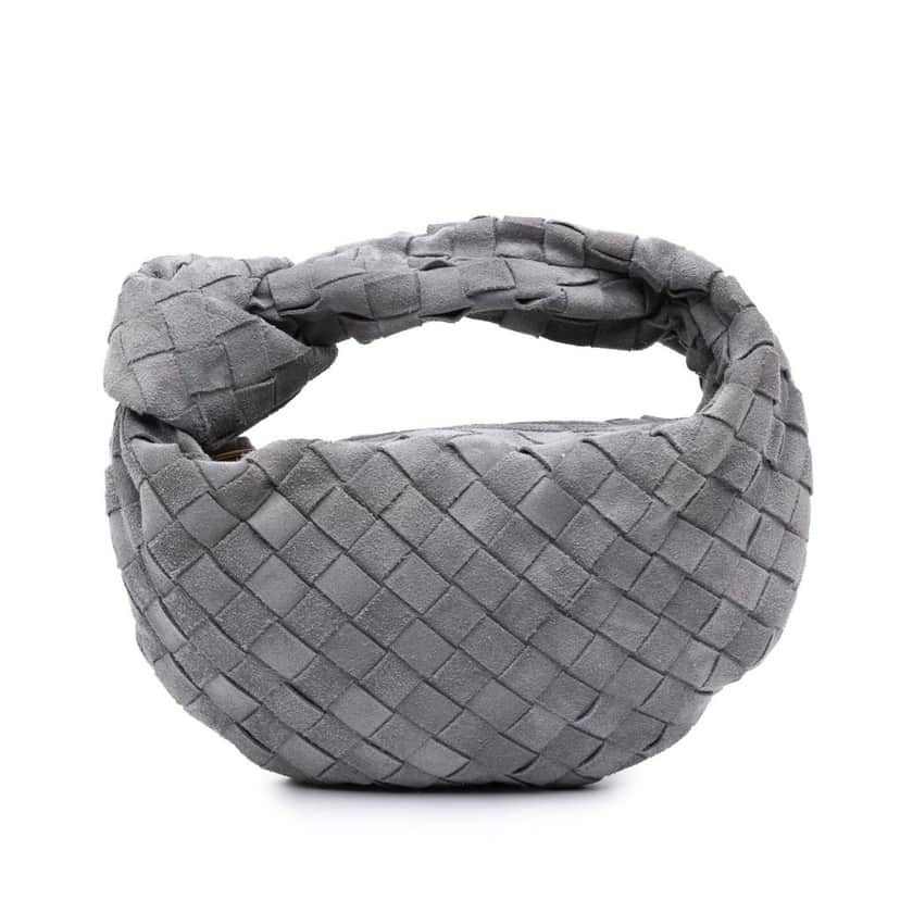 Bottega Veneta Mini Suede Intrecciato Jodie Grey Leather Good condition - Front View