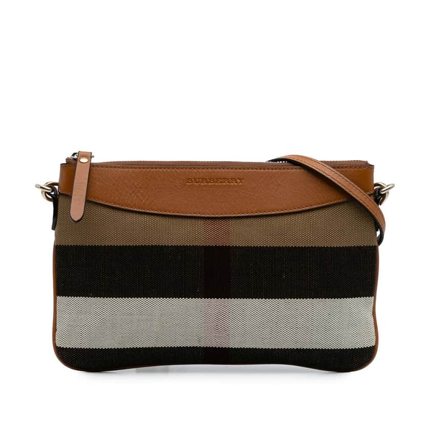 Burberry Mega Check Canvas Peyton Crossbody Brown Canvas Good condition - Front View