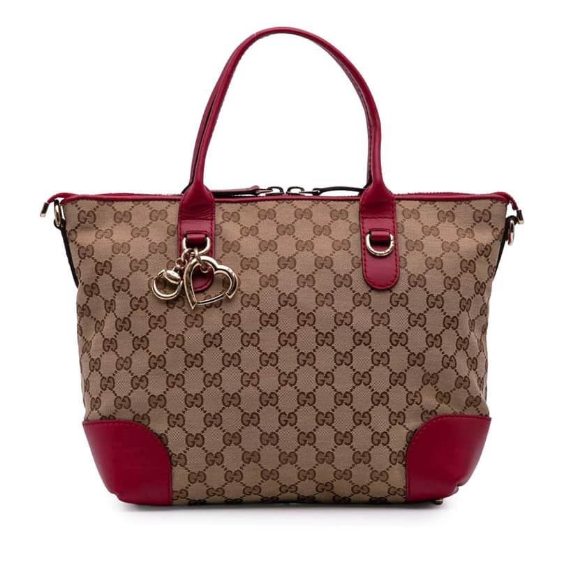 Gucci GG Canvas Heart Bit Satchel Brown Canvas Good condition - Front View