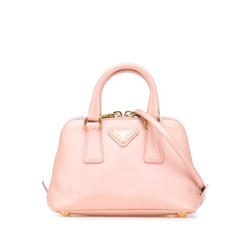 Prada Mini Saffiano Lux Promenade Satchel Pink Leather Good condition - Front View
