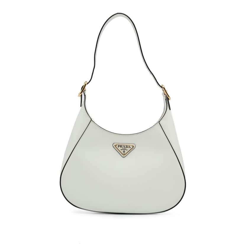 Prada Spazzolato Cleo Hobo White Leather Good condition - Front View