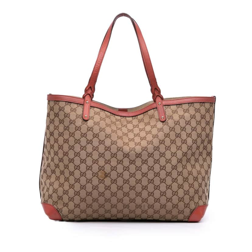 Gucci Large GG Canvas Craft Tote Brown Canvas Good condition - Front View