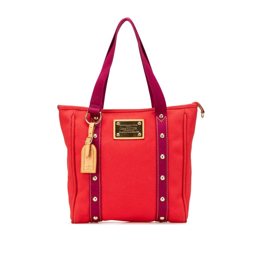 Louis Vuitton Antigua Cabas MM Tote Red Canvas Good condition - Front View