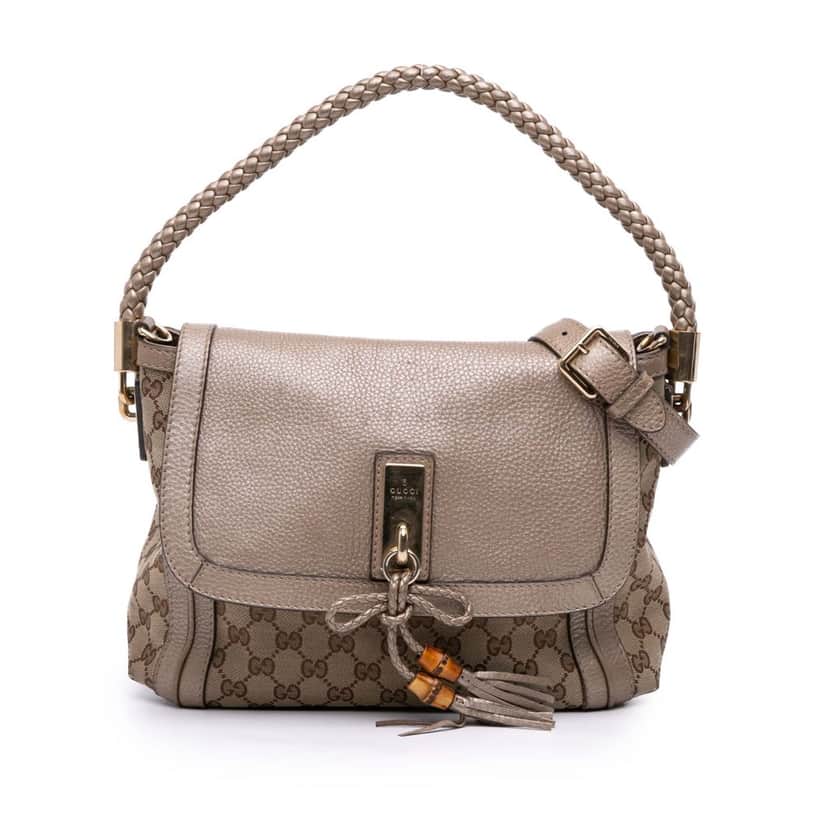 Gucci GG Canvas Bella Flap Satchel Brown Canvas Good condition - Front View