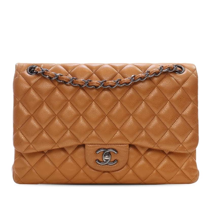 Chanel Jumbo Classic Iridescent Caviar Double Flap Brown Leather Good condition - Front View