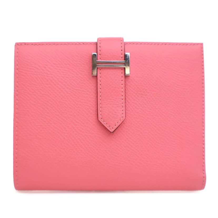 Hermès Epsom Bearn Compact Wallet Pink Leather Good condition - Front View
