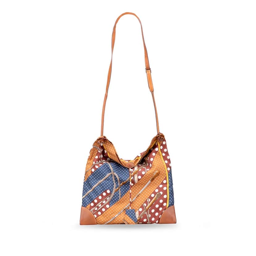 Hermès Clic Clac a Pois Silky City PM Brown Silk Good condition - Front View