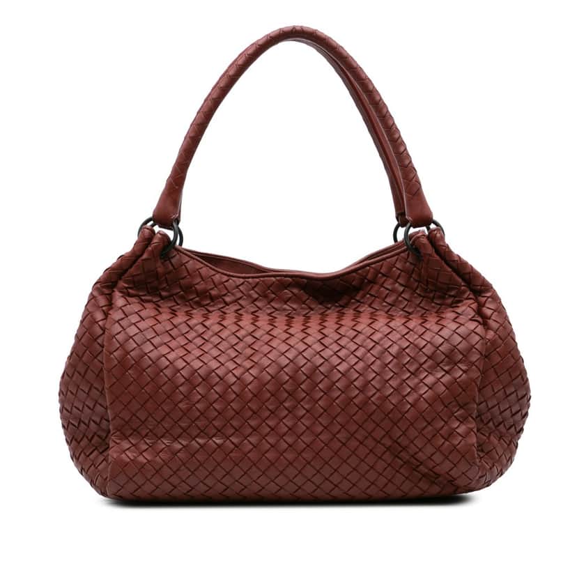 Bottega Veneta Nappa Intrecciato Parachute Tote Brown Leather Good condition - Front View