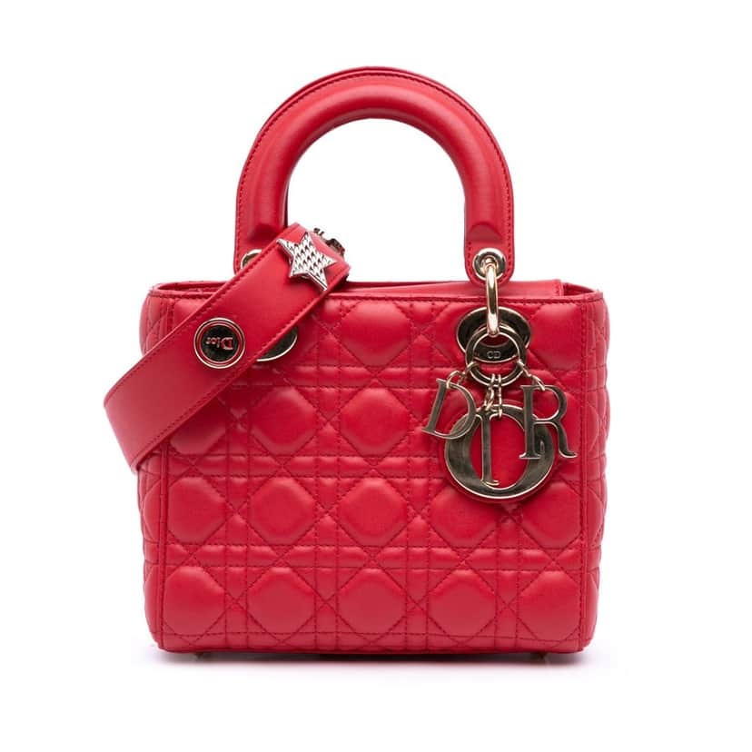 Dior Small Lambskin Cannage My ABCDior Lady Dior Red Leather Good condition - Front View