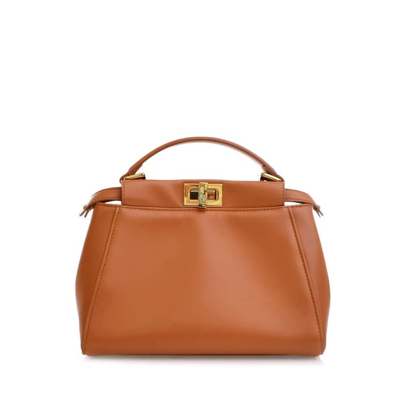 Fendi Mini Leather Iconic Peekaboo Satchel Brown Leather Good condition - Front View