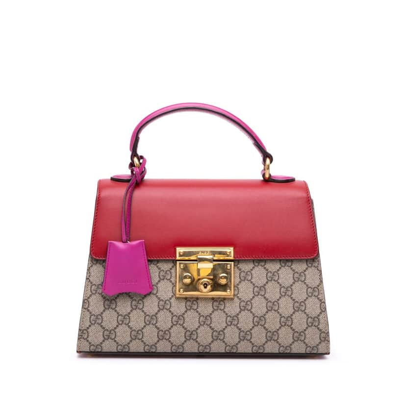 Gucci Small GG Supreme Padlock Satchel Brown Canvas Good condition - Front View