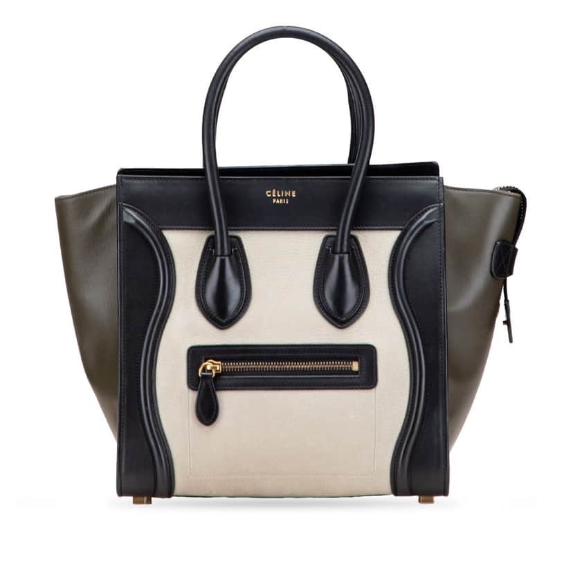 Celine Micro Tricolor Leather Luggage Tote White Leather Good condition - Front View