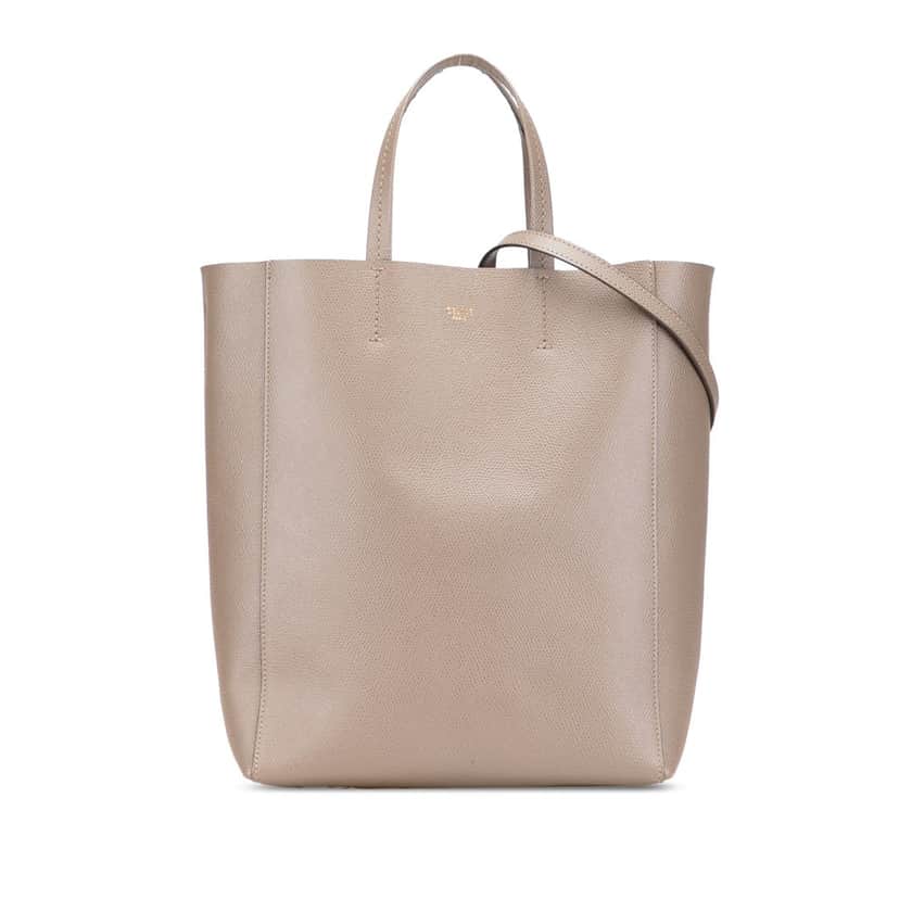Celine Small Grained Calfskin Vertical Cabas Satchel Brown Leather Good condition - Front View