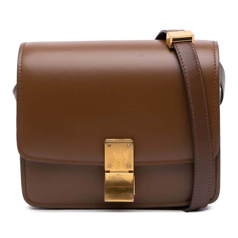 Celine Small Calfskin Classic Box Brown Leather Good condition - Front View