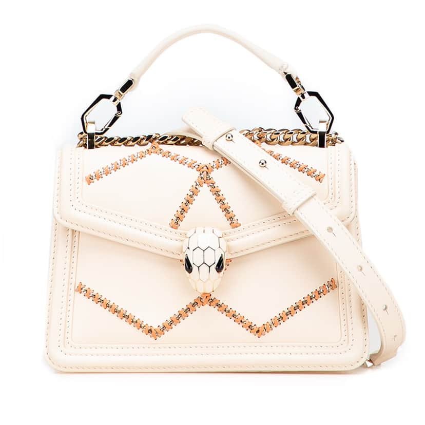 Bvlgari Leather Serpenti Forever Whipstitched Satchel Brown Leather Good condition - Front View