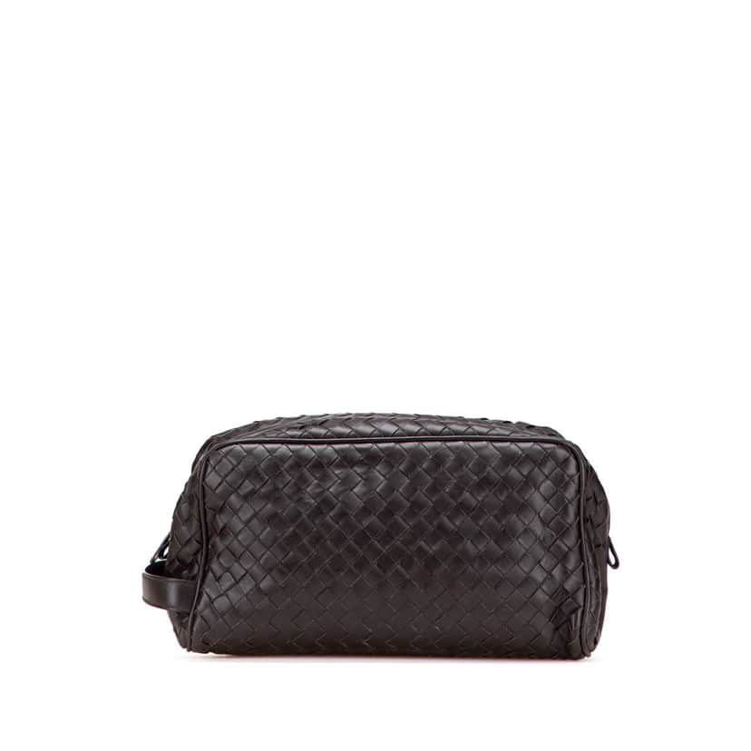 Bottega Veneta Nappa Intrecciato Pouch Brown Leather Good condition - Front View