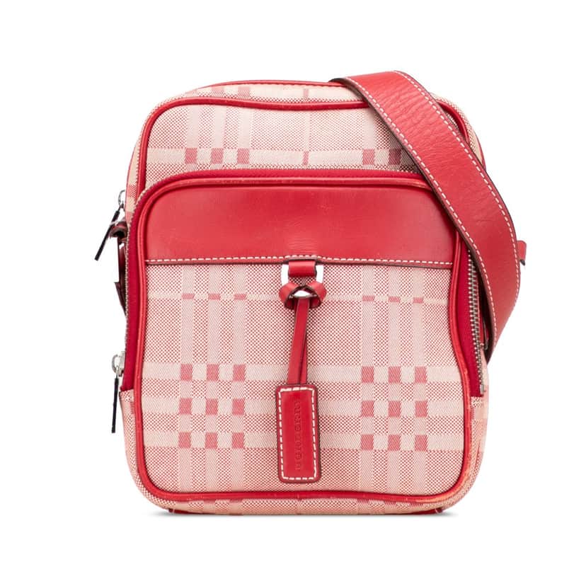 Burberry Tonal Check Canvas Crossbody Pink Canvas Good condition - Front View