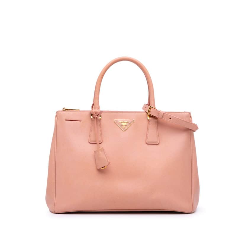 Prada Medium Saffiano Lux Galleria Double Zip Tote Pink Leather Good condition - Front View